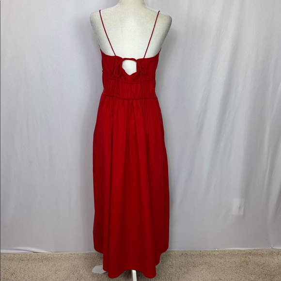 COS Gathered-Waist Midi Dress Red Bright Sleeveless Size 12 NWOT - Picture 9 of 14